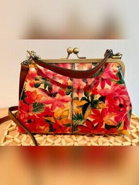 Patricia Nash Floral Kiss-Lock Bag in Red Pink & Green